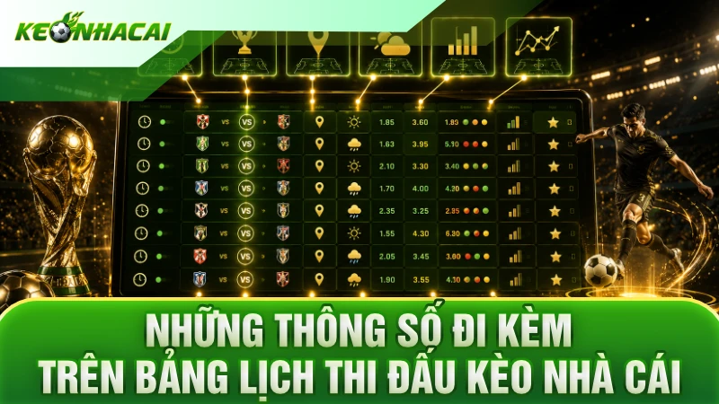 Những thông số đi kèm trên bảng lịch thi đấu Kèo nhà cái